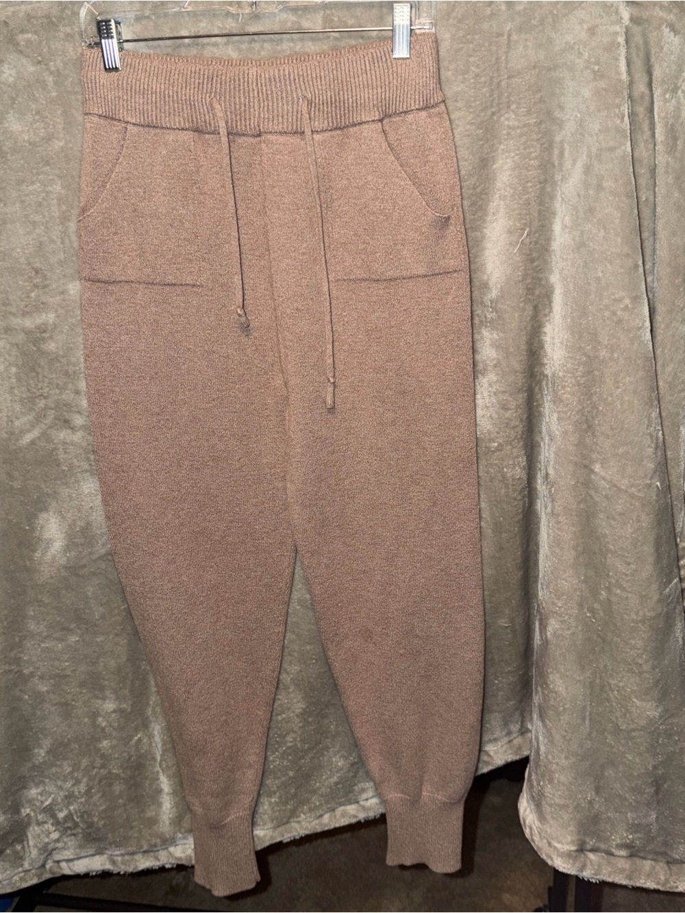 Cozy Knit Drawstring Joggers in Taupe